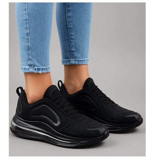 Buty sportowe czarne sznurowane sneakersy /G3-3 17952 W388/ ze sklepu Pantofelek24.pl w kategorii Buty sportowe damskie - zdjęcie 184723203