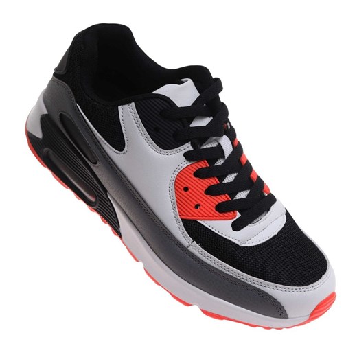 Sznurowane czarno pomarańczowe buty sportowe męskie /E6-2 17964 W388/ ze sklepu Pantofelek24.pl w kategorii Trampki męskie - zdjęcie 184723220