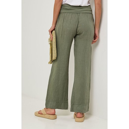 Lin Passion Lniane spodnie w kolorze khaki Lin Passion 36/38 wyprzedaż Limango Polska