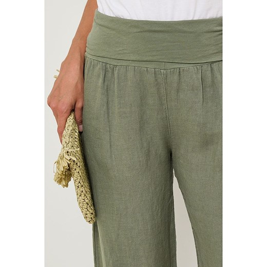 Lin Passion Lniane spodnie w kolorze khaki Lin Passion 36/38 Limango Polska okazyjna cena