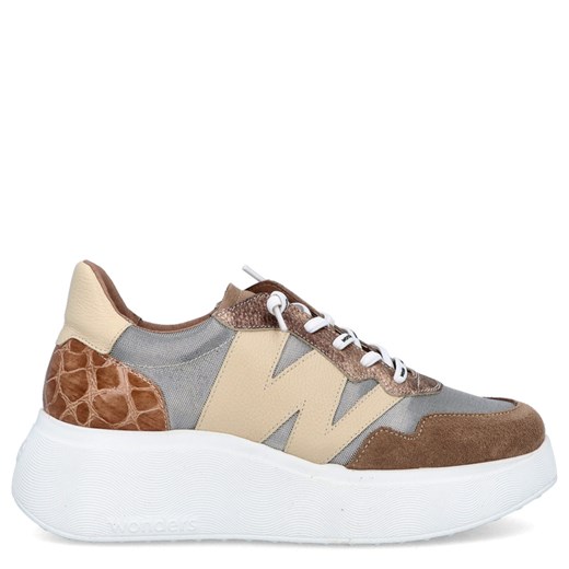 Lekkie sneakersy damskie - WONDERS A-3631 BEŻOWE ze sklepu Tymoteo.pl - sklep obuwniczy w kategorii Buty sportowe damskie - zdjęcie 184723870