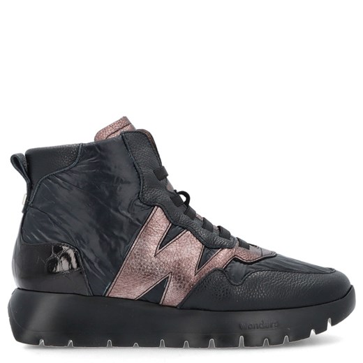 Hiszpańskie sneakersy za kostkę - WONDERS A-2493 CZARNE ze sklepu Tymoteo.pl - sklep obuwniczy w kategorii Buty sportowe damskie - zdjęcie 184723900