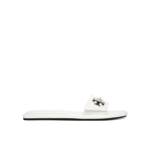 Tory Burch Klapki T Lock Slide 164676 Biały ze sklepu MODIVO w kategorii Klapki damskie - zdjęcie 184725652