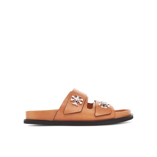 Tory Burch Klapki T Lock Sport Slide 166905 Brązowy ze sklepu MODIVO w kategorii Klapki damskie - zdjęcie 184725694