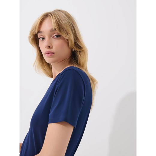 Mohito - Granatowy t-shirt basic - granatowy Mohito L Mohito