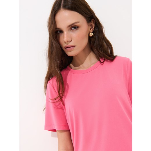 Mohito - Różowy t-shirt z krótkim rękawem - mocny różowy Mohito M Mohito