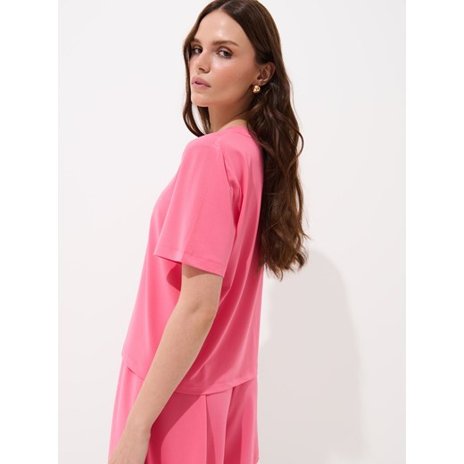 Mohito - Różowy t-shirt z krótkim rękawem - mocny różowy Mohito S Mohito