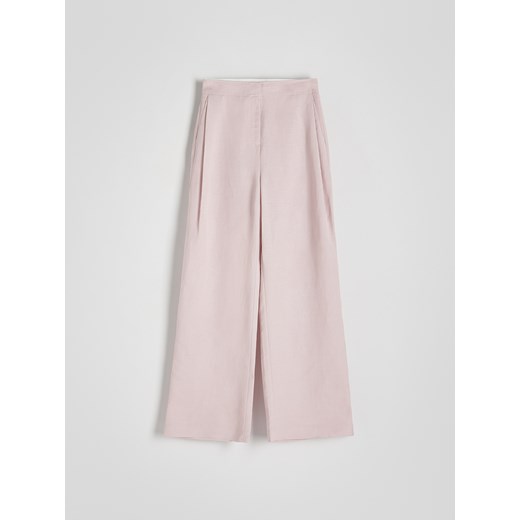 Reserved - Spodnie z lnu i wiskozy - brudny róż ze sklepu Reserved w kategorii Spodnie damskie - zdjęcie 184728472