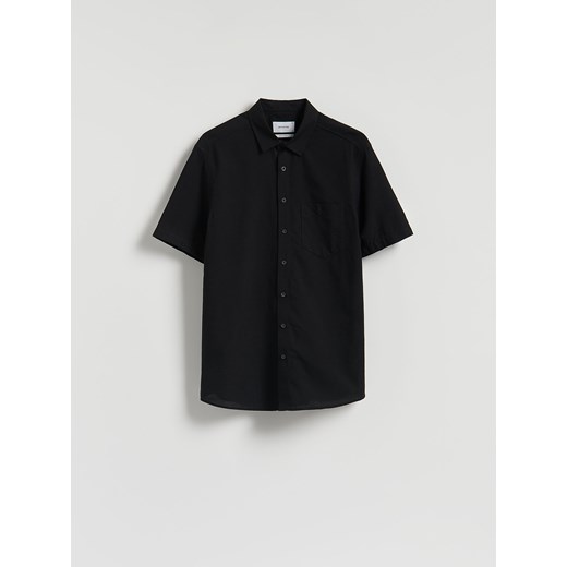 Reserved - Koszula regular fit z domieszką lnu - czarny Reserved M Reserved