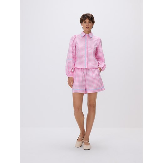Reserved - Szorty w kratę - pastelowy róż Reserved L Reserved