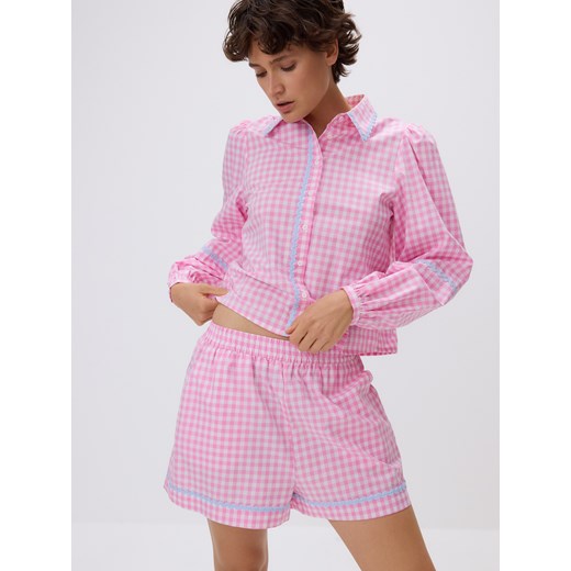 Reserved - Szorty w kratę - pastelowy róż Reserved S Reserved
