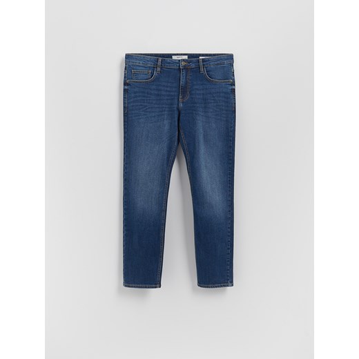 Reserved - Jeansy slim z efektem sprania - granatowy Reserved 30/32 Reserved
