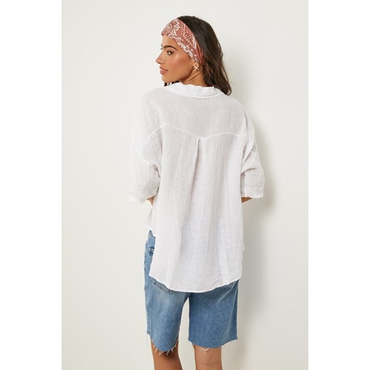Le Monde du Lin Lniana bluzka w kolorze białym Le Monde Du Lin 40/42 wyprzedaż Limango Polska