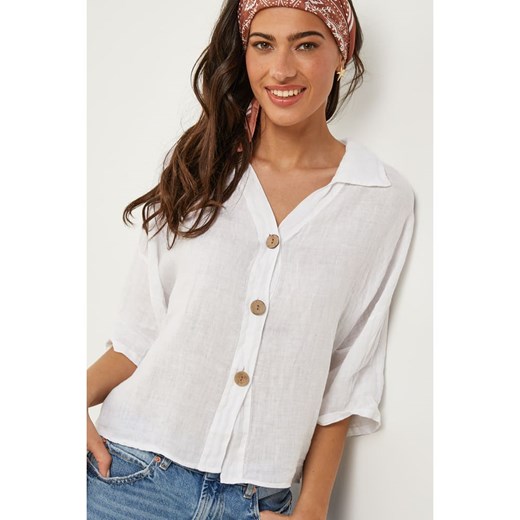 Le Monde du Lin Lniana bluzka w kolorze białym Le Monde Du Lin 38/40 promocja Limango Polska