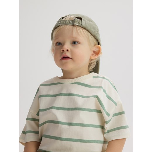 Reserved - Bawełniany t-shirt w paski - złamana biel Reserved 80 (9-12 m.) promocja Reserved