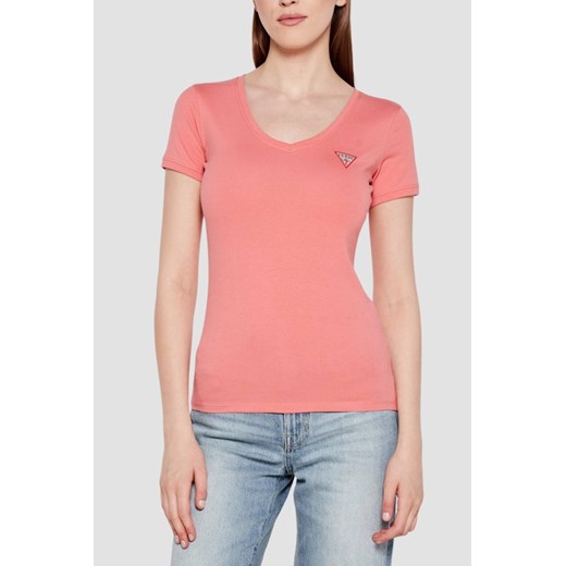 GUESS Różowy damski t-shirt Mini Triangle, Rozmiar S ze sklepu outfit.pl w kategorii Bluzki damskie - zdjęcie 184734121