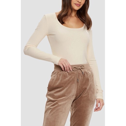 GUESS Beżowy damski longsleeve Colette, Rozmiar S ze sklepu outfit.pl w kategorii Bluzki damskie - zdjęcie 184734132