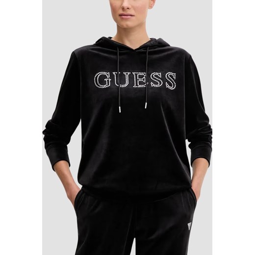 GUESS Czarna damska bluza z cyrkoniami Couture, Rozmiar S ze sklepu outfit.pl w kategorii Bluzy damskie - zdjęcie 184734183