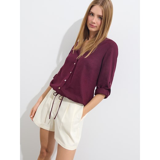 Mohito - Bluzka z wiskozy i lnu - mahoń ze sklepu Mohito w kategorii Bluzki damskie - zdjęcie 184734990