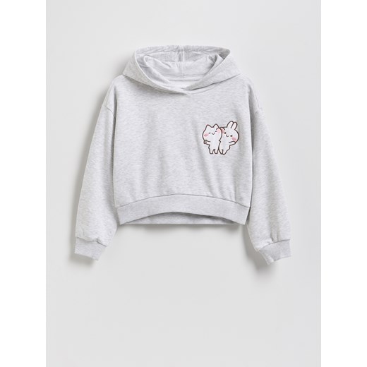 Reserved - Krótka bluza Mimi & Neko - jasnoszary ze sklepu Reserved w kategorii Bluzy dziewczęce - zdjęcie 184735543