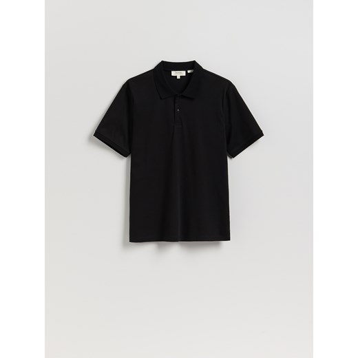 Reserved - Polo z merceryzowanej bawełny - czarny ze sklepu Reserved w kategorii T-shirty męskie - zdjęcie 184735620