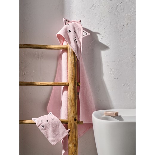 Sinsay - Ręcznik z kapturem i myjka - różowy Sinsay One Size Sinsay