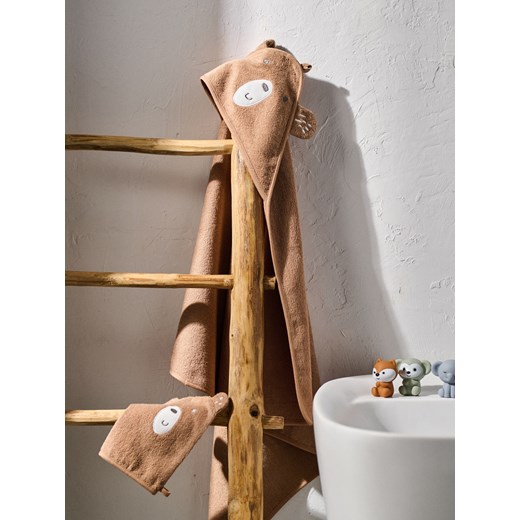 Sinsay - Ręcznik z kapturem i myjka - brązowy Sinsay One Size Sinsay