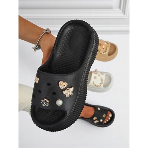 Royalfashion Damskie gumowe klapki z ozdobami Slash Glam ze sklepu royalfashion.pl w kategorii Klapki damskie - zdjęcie 184737620
