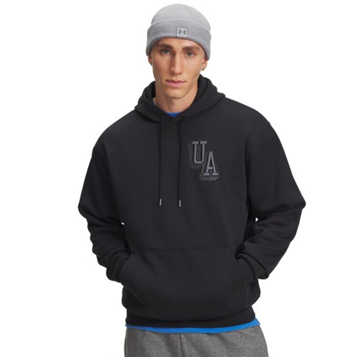 Męska bluza nierozpinana z kapturem Under Armour UA Icon Flc Graphic Top - czarna ze sklepu Sportstylestory.com w kategorii Bluzy męskie - zdjęcie 184739511