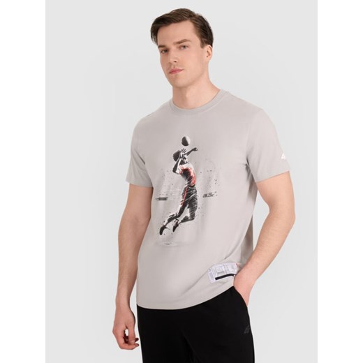 Męski t-shirt z nadrukiem 4F 4FRAW25TTSHM3318 - szary ze sklepu Sportstylestory.com w kategorii T-shirty męskie - zdjęcie 184739621