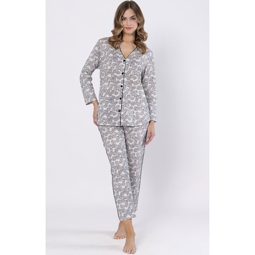 Rozpinana piżama damska 1609 Bronia, Kolor piaskowo-czarny, Rozmiar M, Leveza ze sklepu Primodo w kategorii Piżamy damskie - zdjęcie 184741482