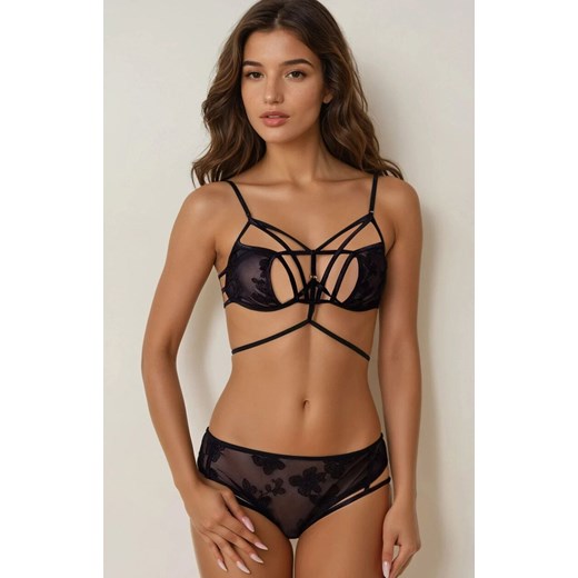 Czarny zmysłowy komplet stanik i figi Eliana, Kolor czarny, Rozmiar S/M, LivCo Corsetti Fashion ze sklepu Intymna w kategorii Komplety bielizny damskiej - zdjęcie 184741923