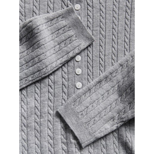 Reserved - Strukturalny sweter z guzikami - jasnoszary Reserved XL Reserved