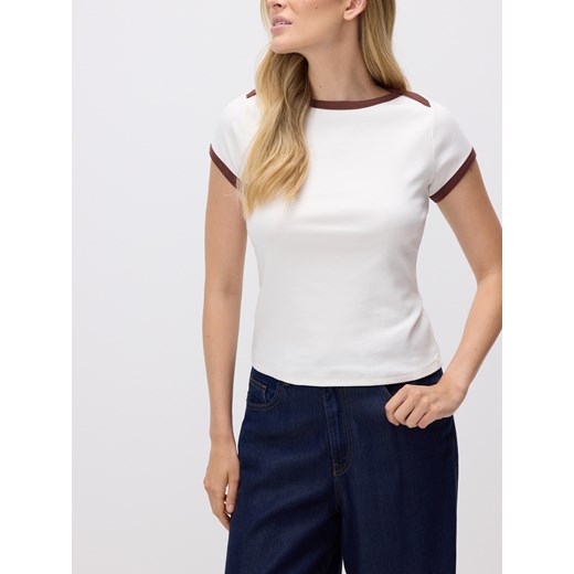 Reserved - Bawełniany t-shirt - złamana biel Reserved XS Reserved