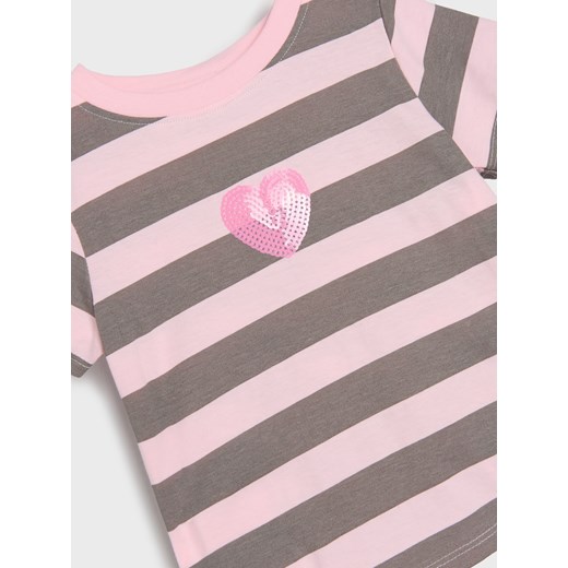 Sinsay - Koszulka w paski z aplikacją - różowy Sinsay 86 (12-18 m) Sinsay