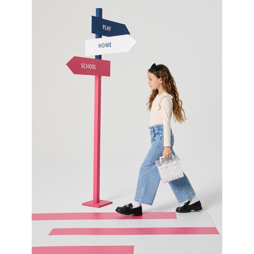 Sinsay - Koszulka z długimi rękawami z falbanami - kremowy Sinsay 110 (4-5 l) Sinsay