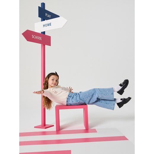 Sinsay - Koszulka z długimi rękawami z falbanami - kremowy Sinsay 104 (3-4 l) Sinsay