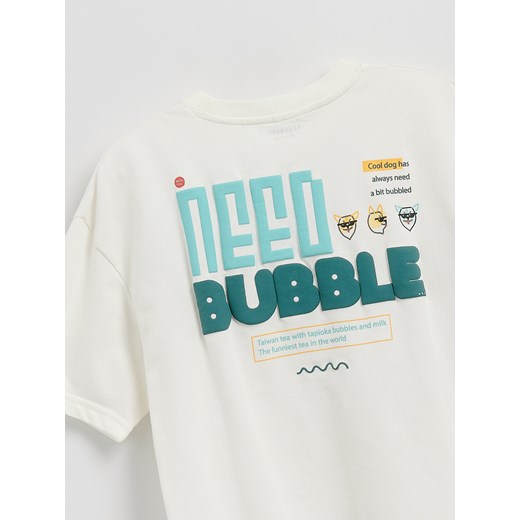 Reserved - Bawełniany t-shirt z nadrukiem - złamana biel ze sklepu Reserved w kategorii T-shirty chłopięce - zdjęcie 184745180