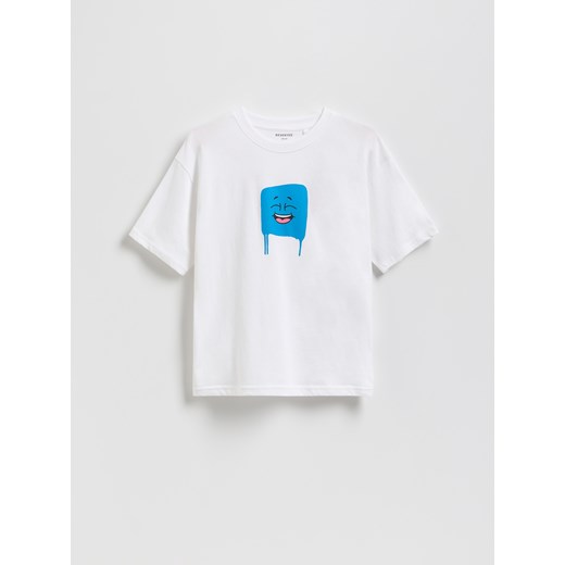 Reserved - Bawełniany t-shirt basic - złamana biel ze sklepu Reserved w kategorii T-shirty chłopięce - zdjęcie 184747072