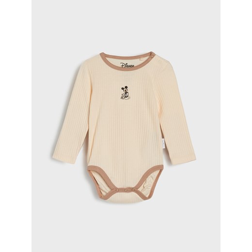 Sinsay - Bawełniane body 2 pack Mickey Mouse - beżowy Sinsay 74 (6-9 m) Sinsay