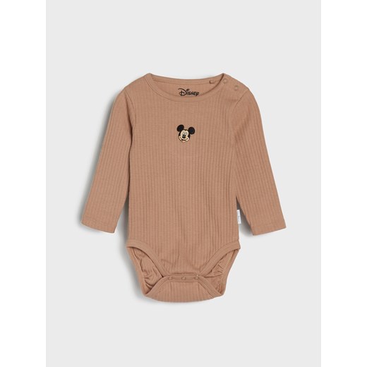 Sinsay - Bawełniane body 2 pack Mickey Mouse - beżowy Sinsay 74 (6-9 m) Sinsay