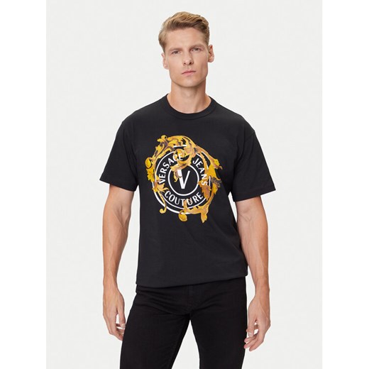 Versace Jeans Couture T-Shirt 79GAHE01 CJ00T Czarny Regular Fit ze sklepu MODIVO w kategorii T-shirty męskie - zdjęcie 184749494