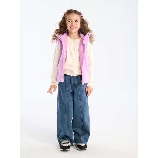 Sinsay - Futrzana kamizelka z kapturem z uszami - fioletowy Sinsay 104 (3-4 l) Sinsay