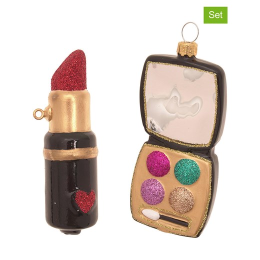 Krebs Glas Lauscha Ozdoby choinkowe (2 szt.) &quot;Make-Up&quot; ze wzorem ze sklepu Limango Polska w kategorii Dekoracje bożonarodzeniowe - zdjęcie 184751791