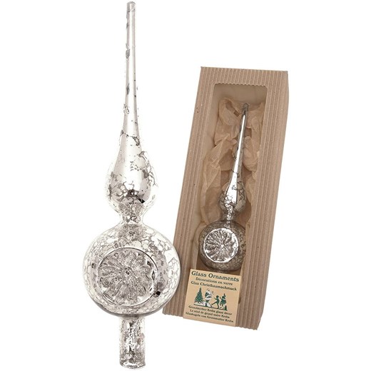 Krebs Glas Lauscha Odblaskowy szpic w kolorze srebrnym na choinkę - wys. 23 cm ze sklepu Limango Polska w kategorii Dekoracje bożonarodzeniowe - zdjęcie 184751804