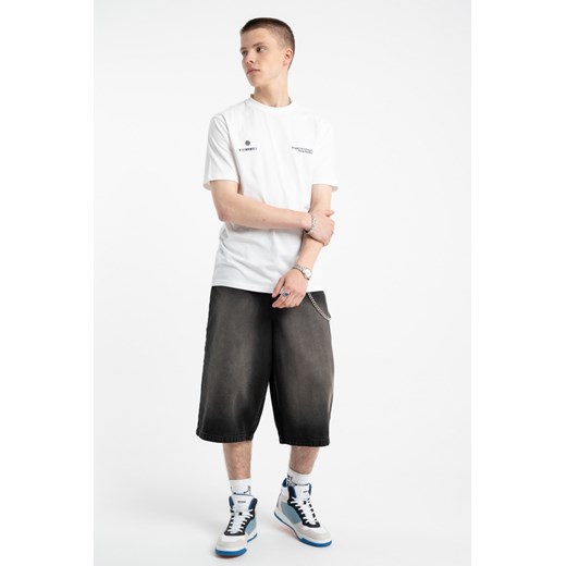 Czarne krótkie spodenki jeansowe z przetarciami model jorts, kolor - czarny, rozmiar - 170 ze sklepu REPORTER w kategorii Spodenki chłopięce - zdjęcie 184753710