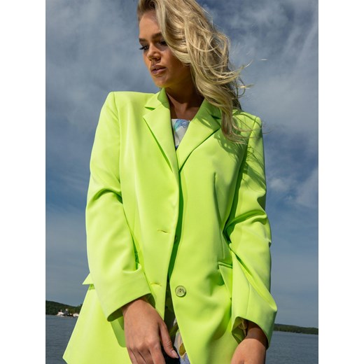 Marynarka damska limonka oversize EyeForFashion ze sklepu Eye For Fashion w kategorii Marynarki damskie - zdjęcie 184753911