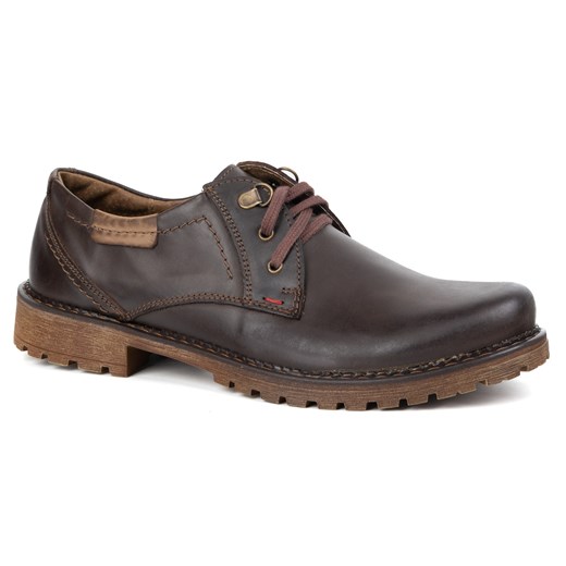 Buty męskie skórzane OLIVIER 312GT  ciemno brązowe ze sklepu butyolivier w kategorii Buty zimowe męskie - zdjęcie 184754030
