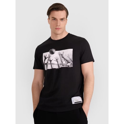 Męski t-shirt z nadrukiem 4F 4FRAW25TTSHM3319 - czarny ze sklepu Sportstylestory.com w kategorii T-shirty męskie - zdjęcie 184754344