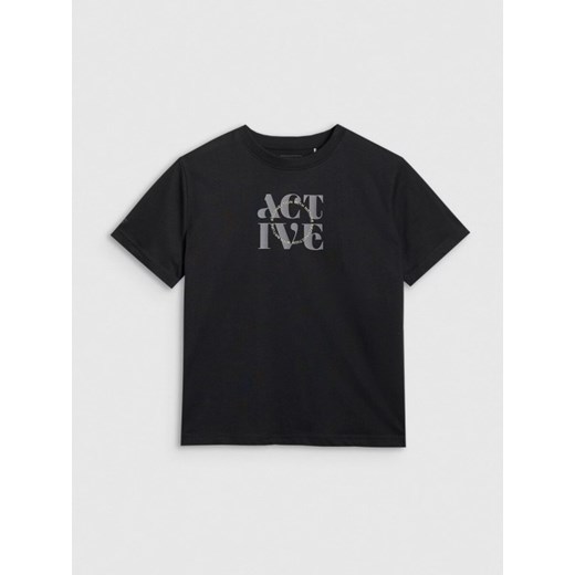 Damski t-shirt z nadrukiem 4F 4FRAW25TTSHF3229 - czarny ze sklepu Sportstylestory.com w kategorii Bluzki damskie - zdjęcie 184754373